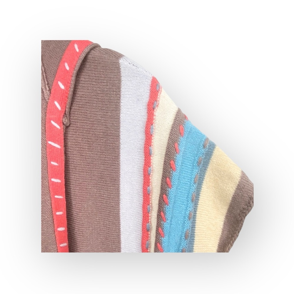 new LaRok ༄ Cashmere Waterfall Sweater Hoodie ༄ Warm Cocoa Brown Stripes ༄ L - Picture 9 of 16